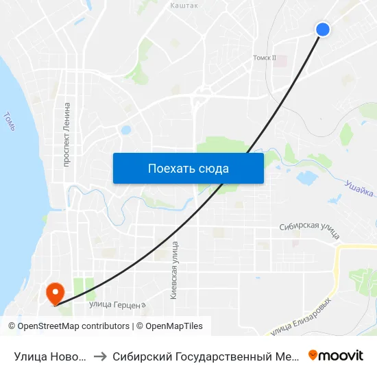 Улица Новосибирская to Сибирский Государственный Медицинский Университет map