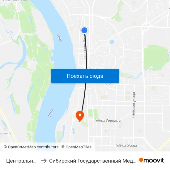 Центральный Рынок to Сибирский Государственный Медицинский Университет map