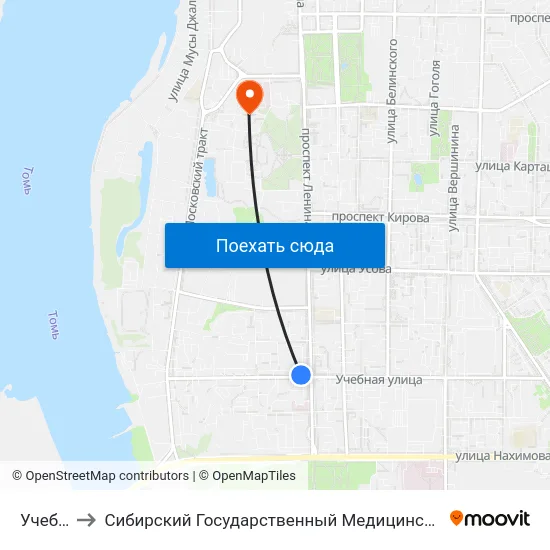 Учебная to Сибирский Государственный Медицинский Университет map