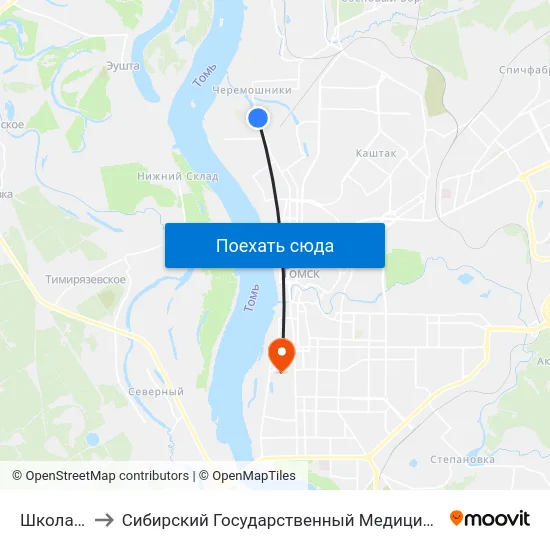 Школа №28 to Сибирский Государственный Медицинский Университет map