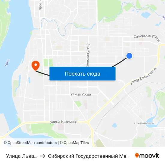 Улица Льва Толстого to Сибирский Государственный Медицинский Университет map