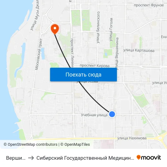 Вершинина to Сибирский Государственный Медицинский Университет map