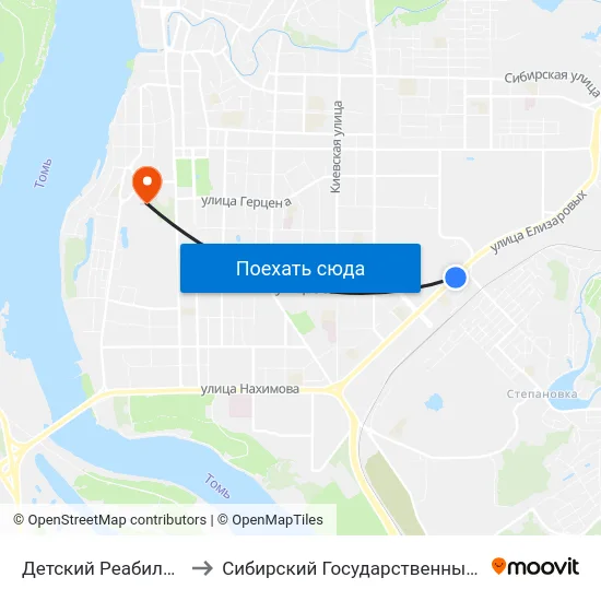 Детский Реабилитационный Центр to Сибирский Государственный Медицинский Университет map