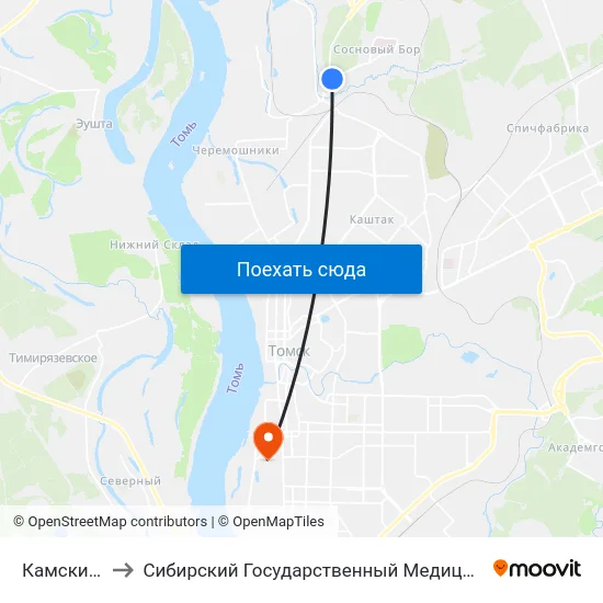 Камский Пер. to Сибирский Государственный Медицинский Университет map