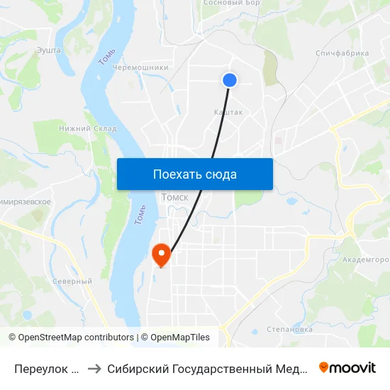 Переулок Светлый to Сибирский Государственный Медицинский Университет map