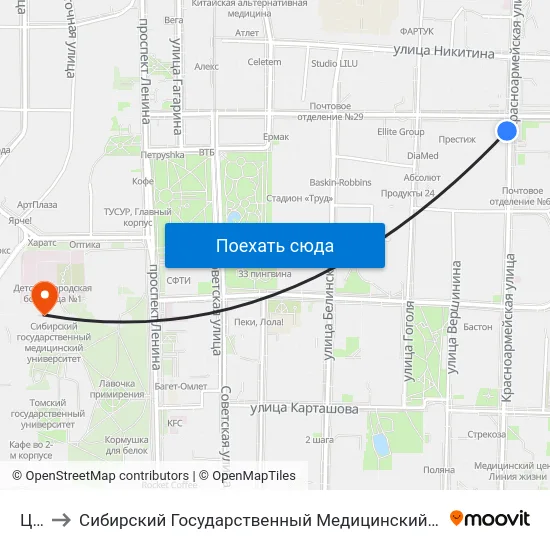 Цот to Сибирский Государственный Медицинский Университет map