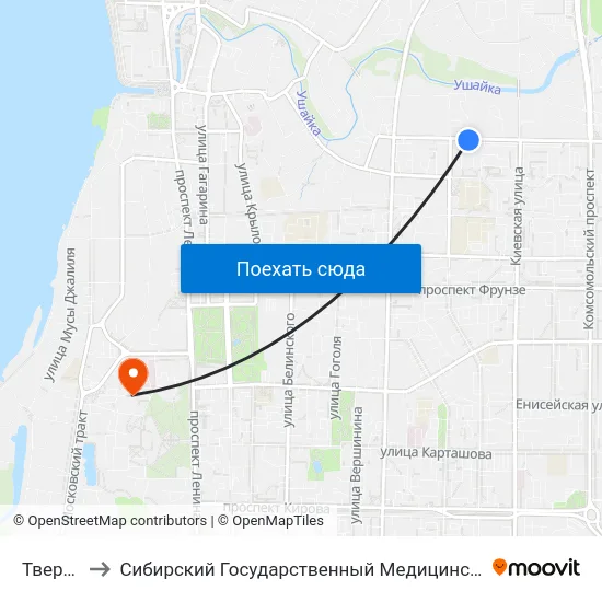 Тверская to Сибирский Государственный Медицинский Университет map