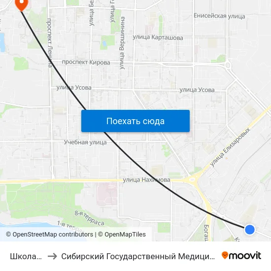 Школа № 49 to Сибирский Государственный Медицинский Университет map