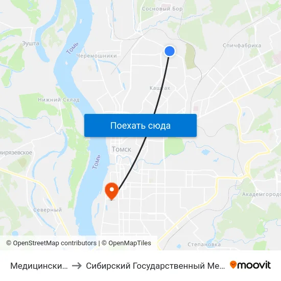 Медицинский Колледж to Сибирский Государственный Медицинский Университет map