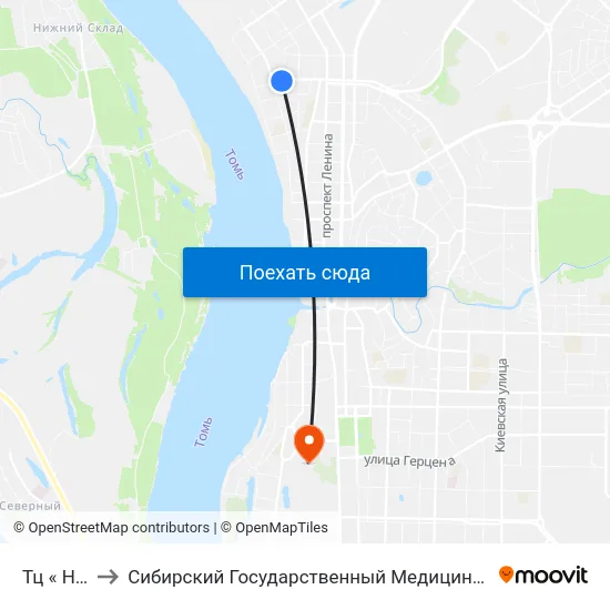 Тц « Нокс» to Сибирский Государственный Медицинский Университет map