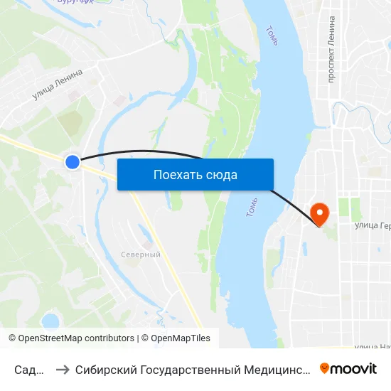 Садовая to Сибирский Государственный Медицинский Университет map