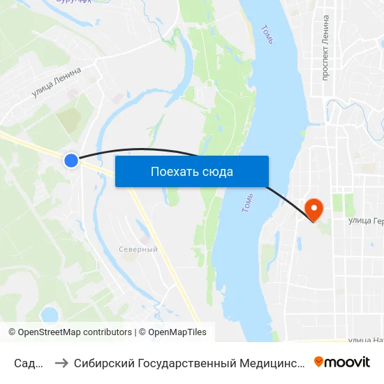 Садовая to Сибирский Государственный Медицинский Университет map