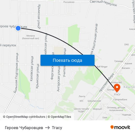 Героев Чубаровцев to Тгасу map