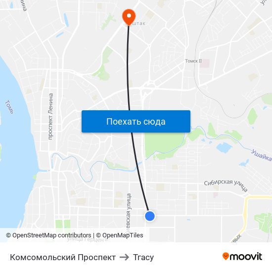 Комсомольский Проспект to Тгасу map