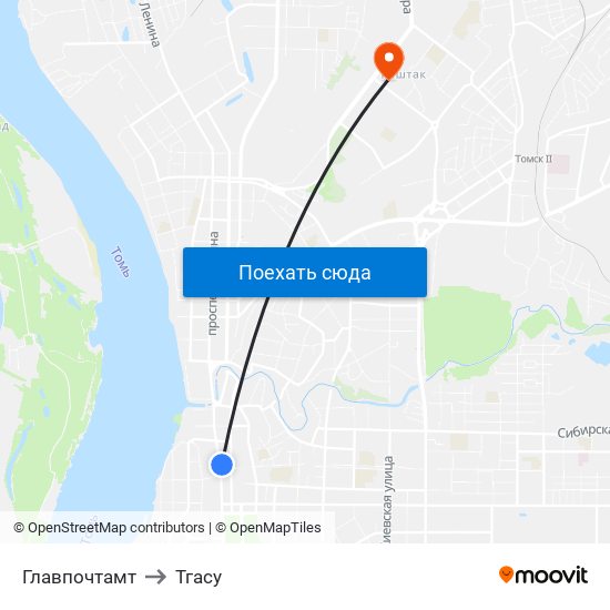 Главпочтамт to Тгасу map