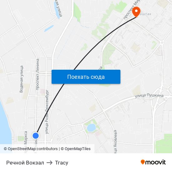 Речной Вокзал to Тгасу map