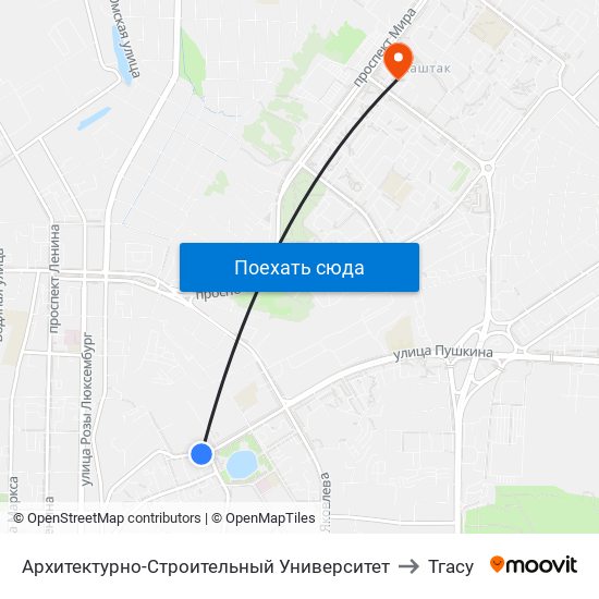 Архитектурно-Строительный Университет to Тгасу map