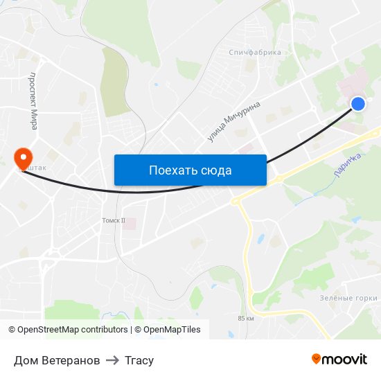 Дом Ветеранов to Тгасу map