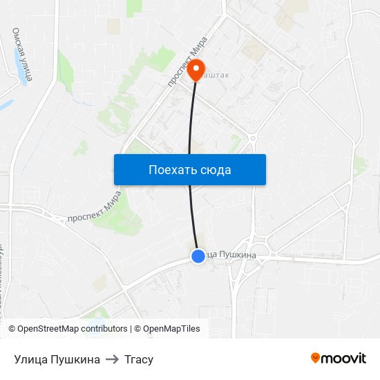 Улица Пушкина to Тгасу map