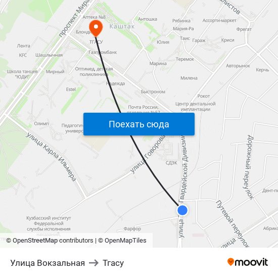 Улица Вокзальная to Тгасу map