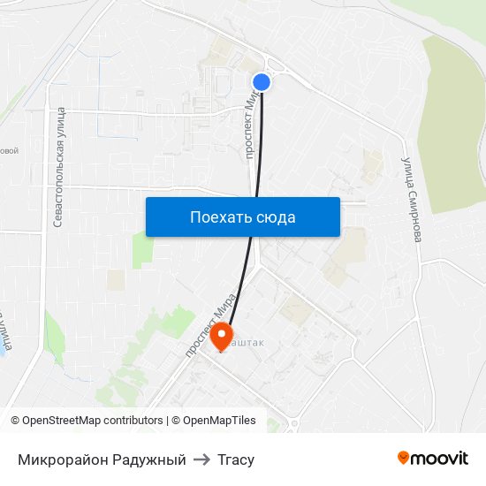 Микрорайон Радужный to Тгасу map