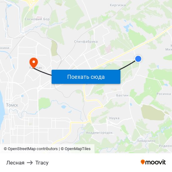 Лесная to Тгасу map
