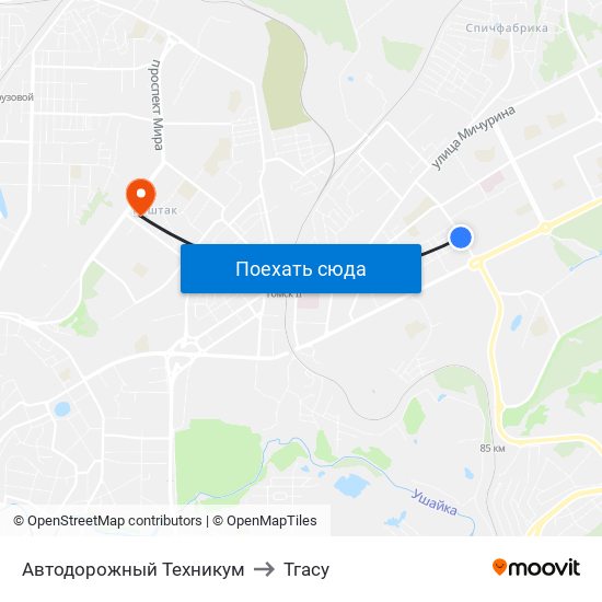 Автодорожный Техникум to Тгасу map