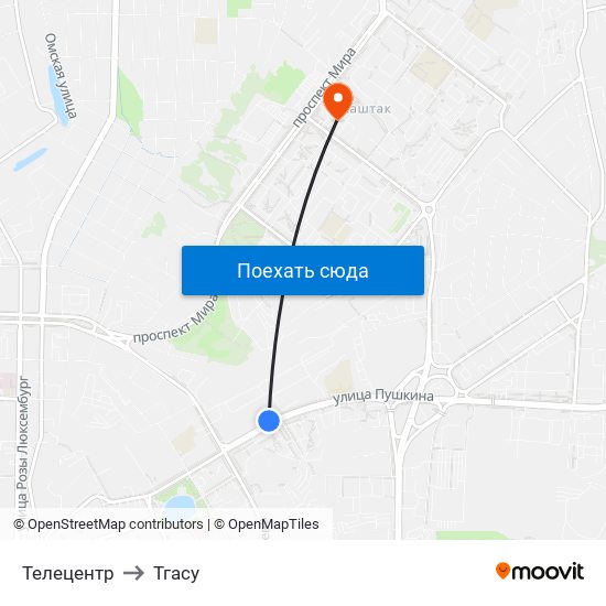 Телецентр to Тгасу map