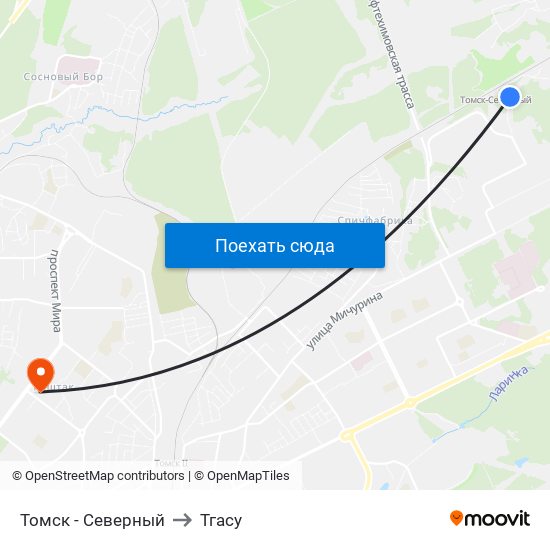 Томск - Северный to Тгасу map