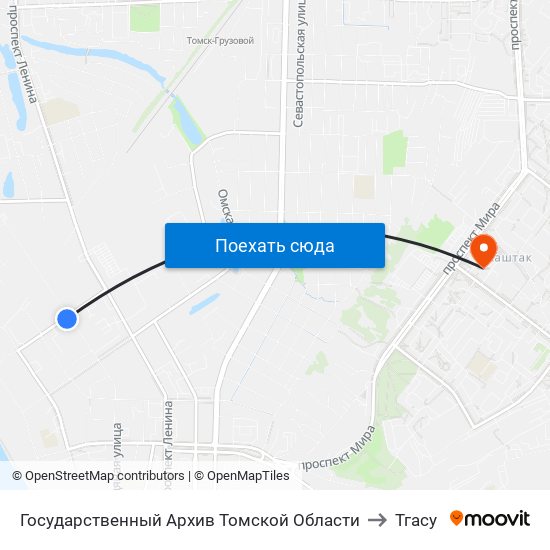 Государственный Архив Томской Области to Тгасу map