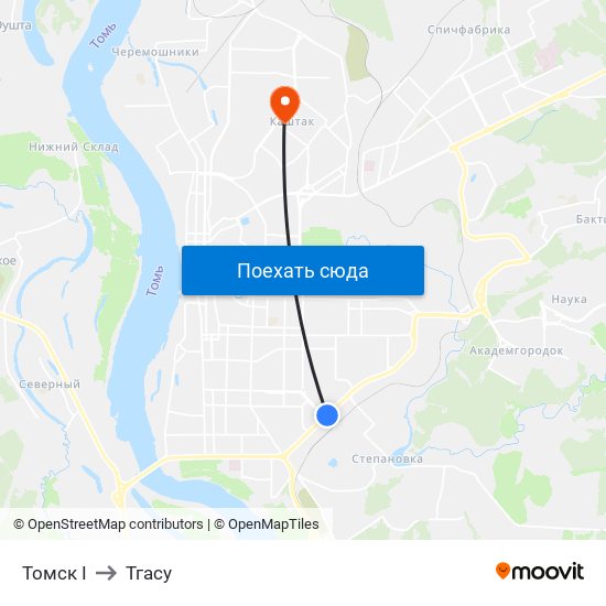 Томск I to Тгасу map