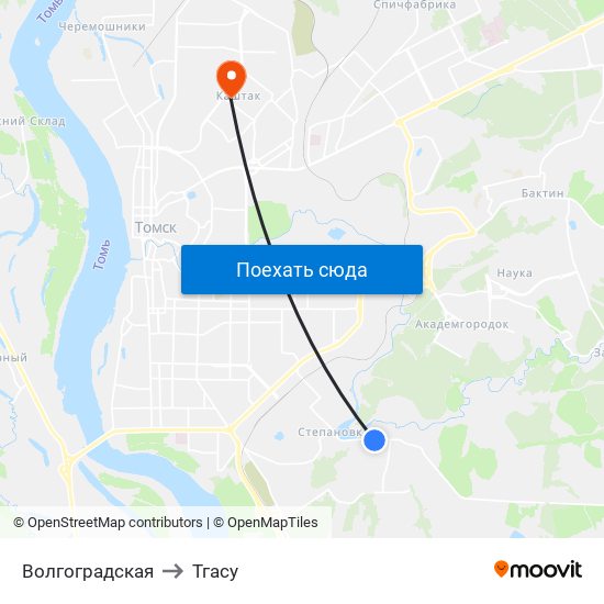 Волгоградская to Тгасу map