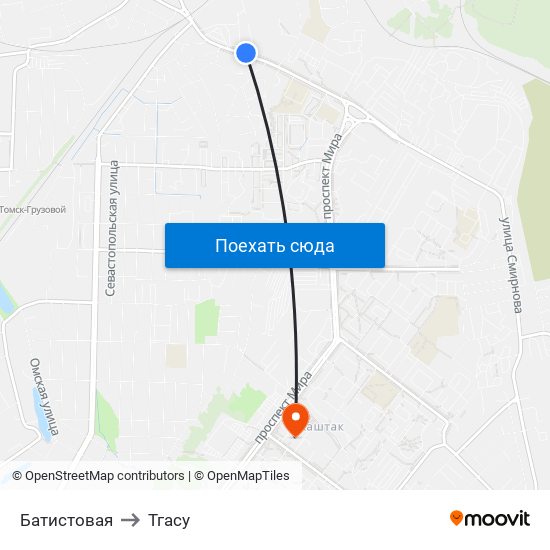 Батистовая to Тгасу map