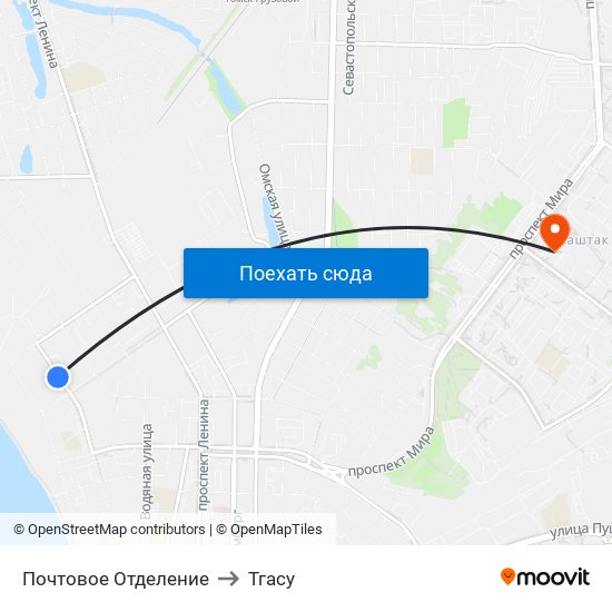 Почтовое Отделение to Тгасу map