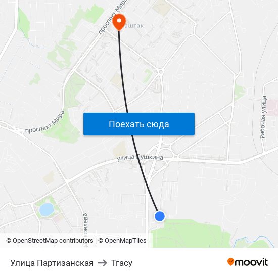 Улица Партизанская to Тгасу map