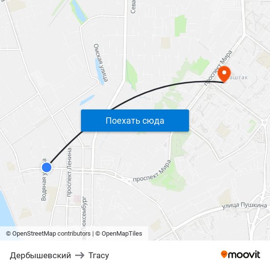 Дербышевский to Тгасу map