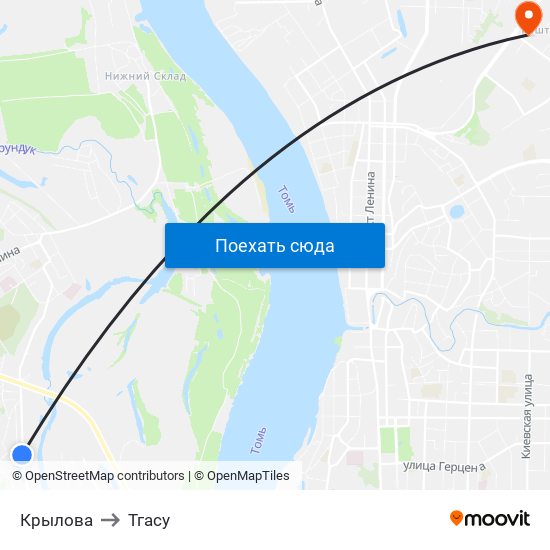 Крылова to Тгасу map