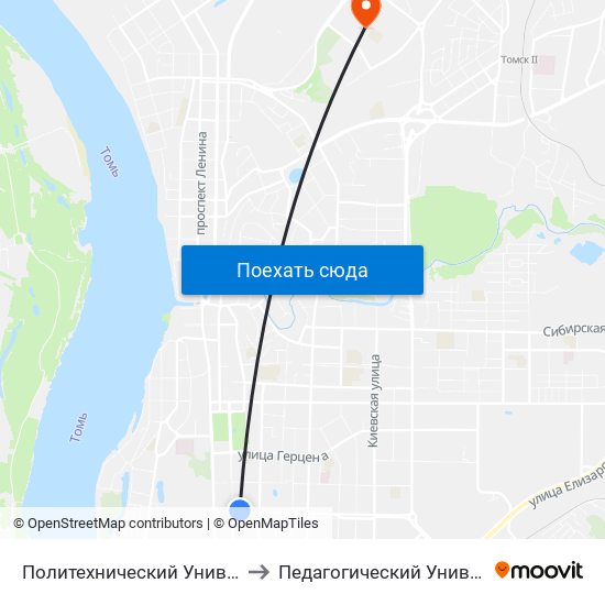 Политехнический Университет to Педагогический Университет map