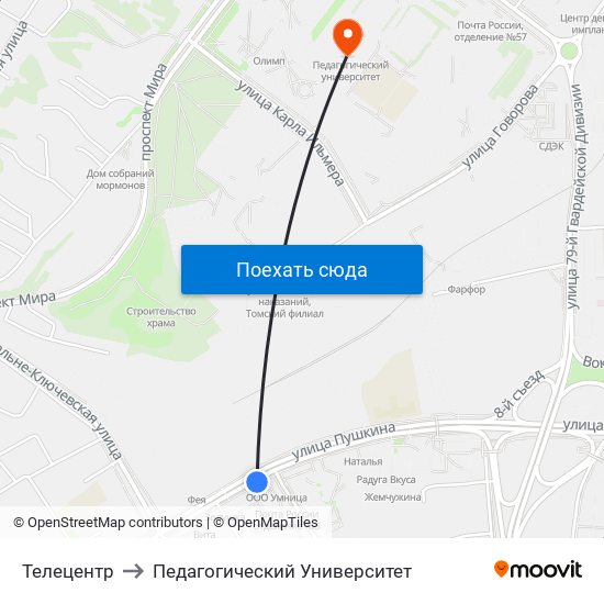 Телецентр to Педагогический Университет map