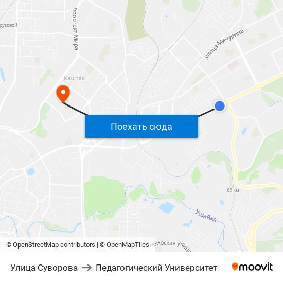 Улица Суворова to Педагогический Университет map