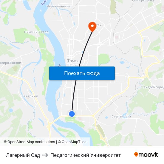 Лагерный Сад to Педагогический Университет map