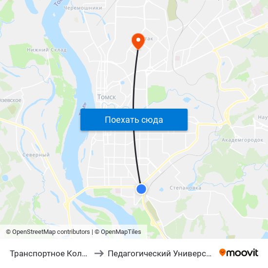 Транспортное Кольцо to Педагогический Университет map