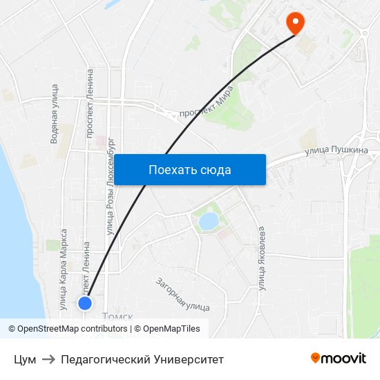 Цум to Педагогический Университет map