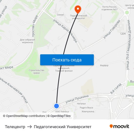 Телецентр to Педагогический Университет map