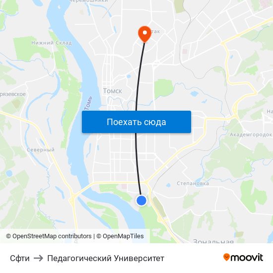 Сфти to Педагогический Университет map