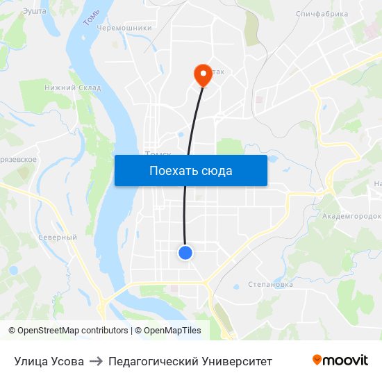 Улица Усова to Педагогический Университет map