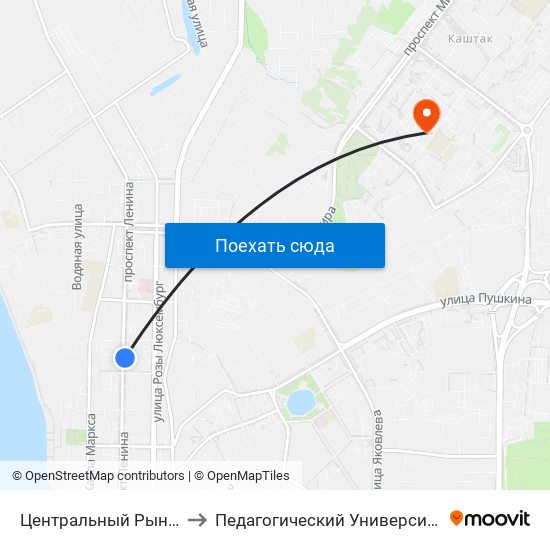 Центральный Рынок to Педагогический Университет map