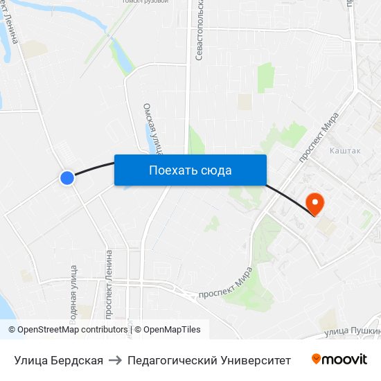 Улица Бердская to Педагогический Университет map