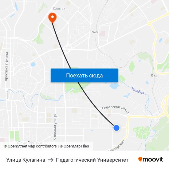 Улица Кулагина to Педагогический Университет map