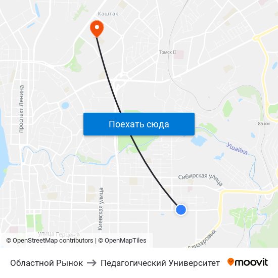 Областной Рынок to Педагогический Университет map